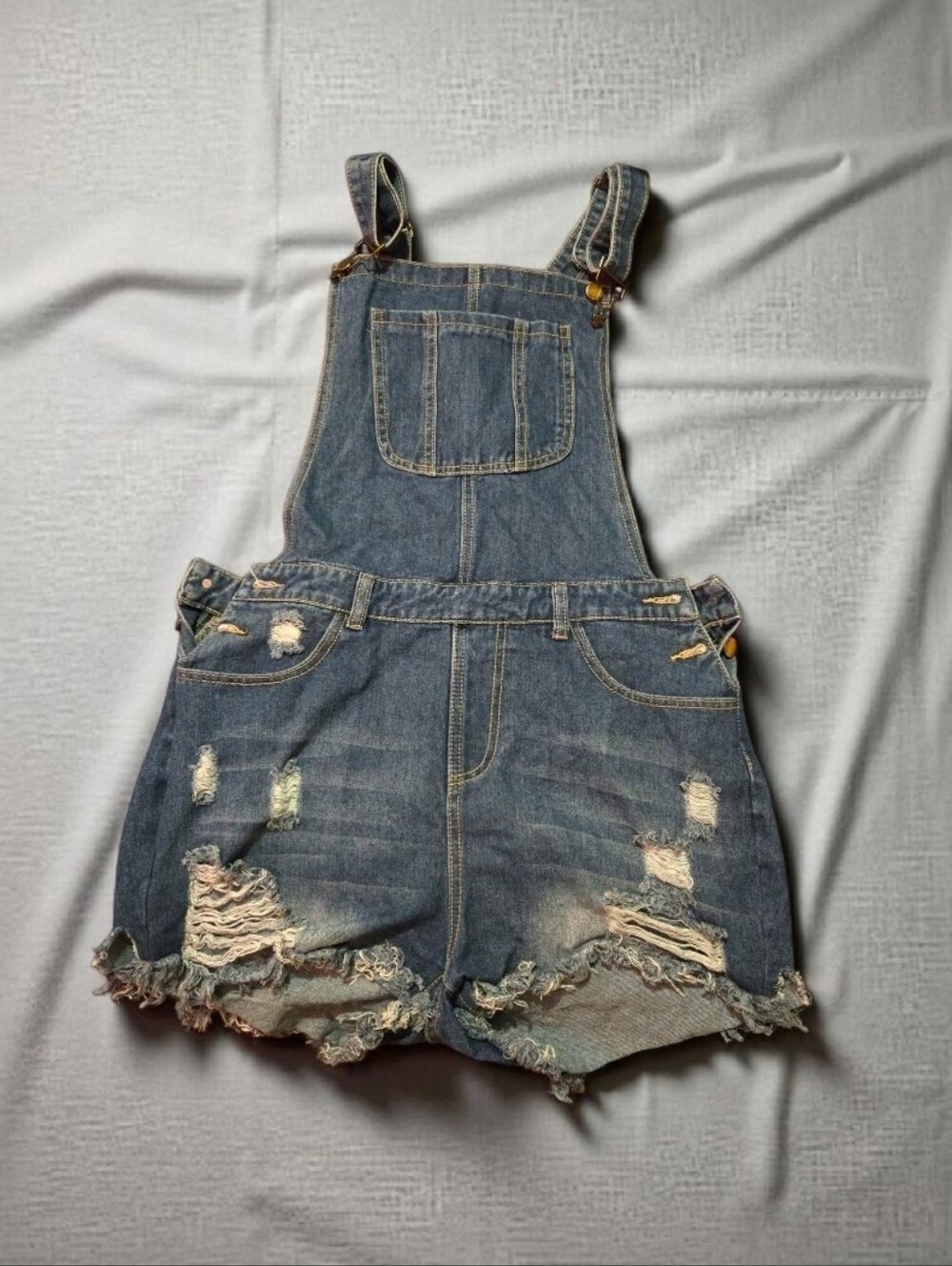 NWOT Distressed Denim Shortalls 0XL / XL Jean Overalls